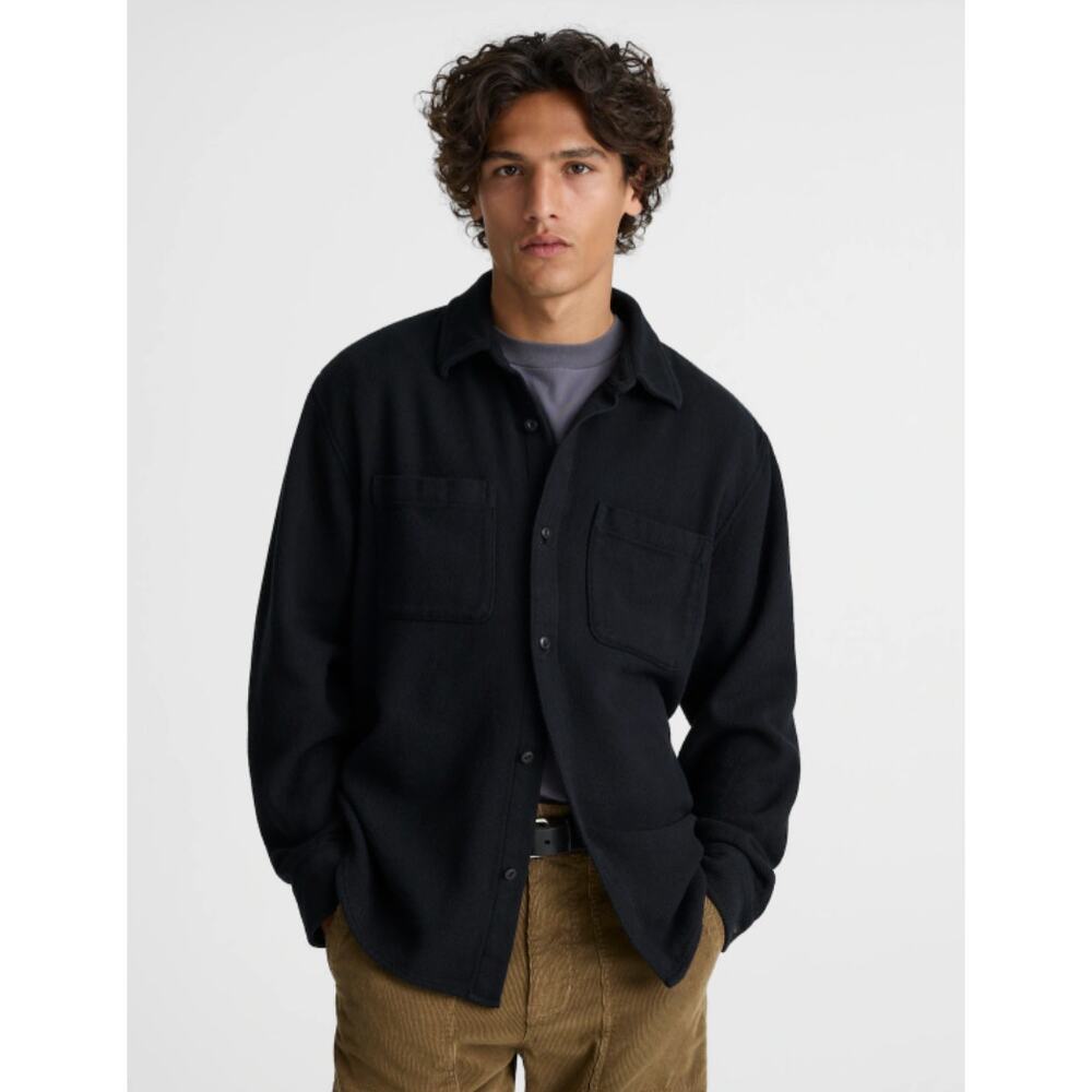 Madewell | NWT Men's Midweight Flannel Button Up Shirt Jet Black Overshirt | S